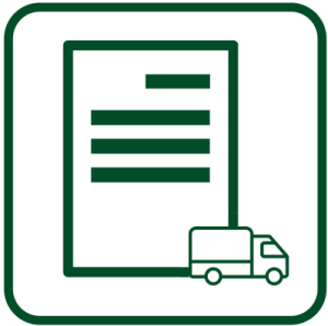 Document delivery icon (paper with truck)