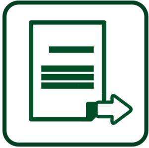 Document export/submit icon (paper with arrow)